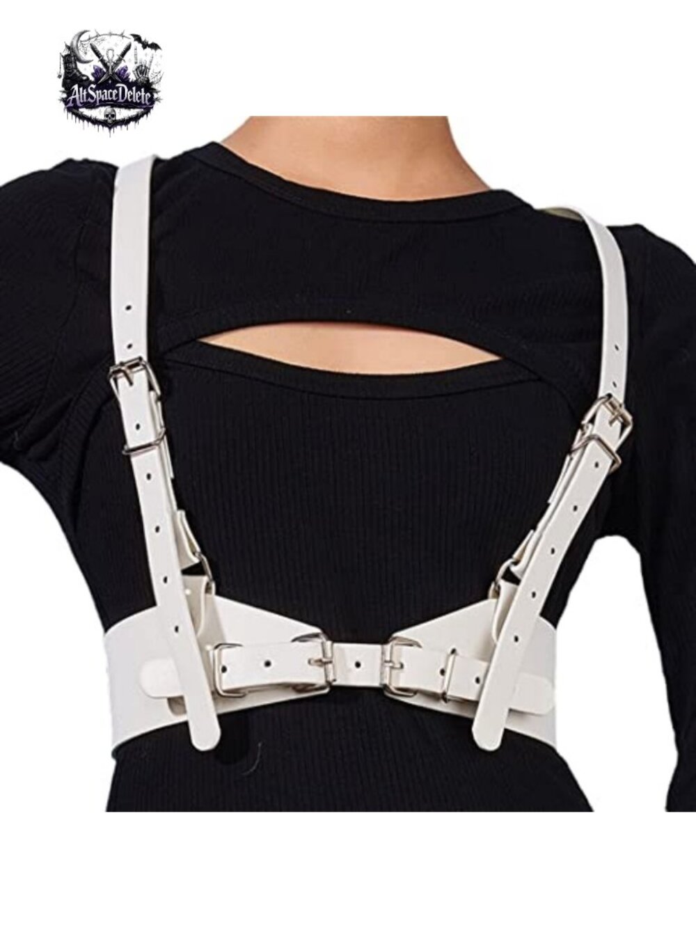 PU Faux Leather Body Harness Belt with Buckle Adjustable Goth Rave